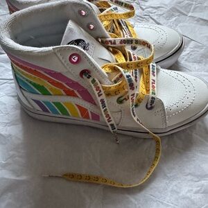 Vans White Rainbow High-Top Kids Sneakers